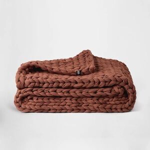 Silk & Snow Weighted Luxurious Knit Throw Blanket in Rich Terracota 8lbs.